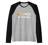 tis the season happy hanukkah jewish chanukah uomini donne bambini maglia con maniche raglan