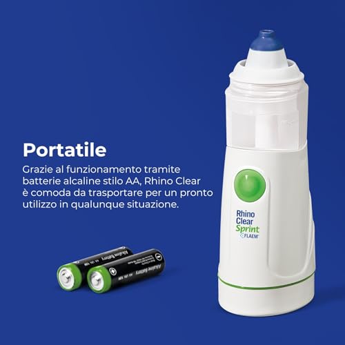 Flaem, Rhino Clear Sprint, Doccia Nasale Portatile, Lavaggio Nasale Bambini e Adulti, Trattamento delle Alte Vie Respiratorie per Raffreddori, Sinusite e Allergie, Funzionamento a Pile, Made in Italy - 6