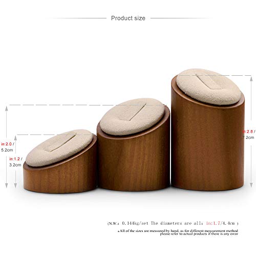 Oirlv Solid Wood 3 Pcs Ring Display Stand Jewelry Showcase Holder SM094 (Creamy-White) by Oirlv - Used condition - Image 5