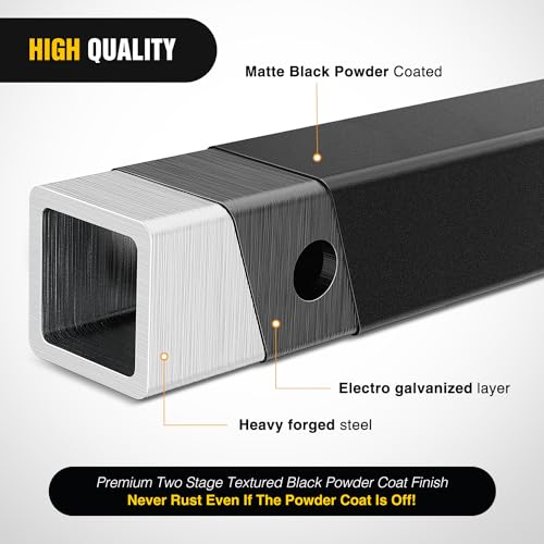 Nilight Trailer Hitch Extender 18 Inch Extension Length Fits for 2 Inch Receiver Tube with 5/8 Inch Stainless Steel Bolt Flange Nut and Clip 3,500 LBS GTW Matte Black by Nilight - Image 3