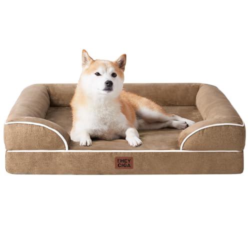 EHEYCIGA Orthopädisches Hundebett, Memory Foam Hundekorb, Waschbar Hundesofa Wasserdicht rutschfest, Hundecouch mit Hohem Rand