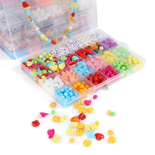 Image of ambitieux Diy Bracelet Making Kit - 600 + Pcs 24 Colorful Beads, 10M Elastic Thread, Jute Bag, And Cutter - Gift For Girls Birthdays (All Color),Multicolor