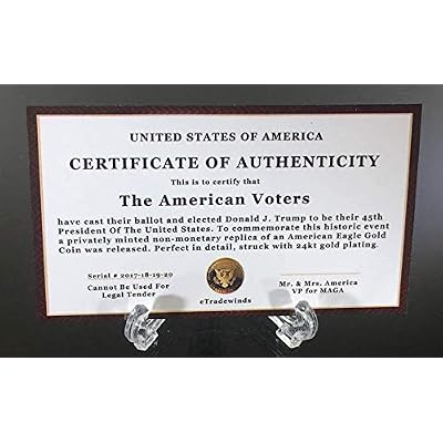Donald Trump 1st Term 4 Year Coin Set, Collectors Edition, Gold Plated Replica Coins 2017, 18, 19, 20, Rectangle Display Case, Cert. of Auth. (1st Term Rect. Blk.)