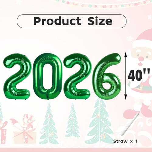 Image of 2026 Balloon Numbers Party Decorations, 40In Green Balloons | Eye-catching Appearance, Perfect Decorative Centerpieces, Convenient Self-sealing Structure, Widely for Various Occasions