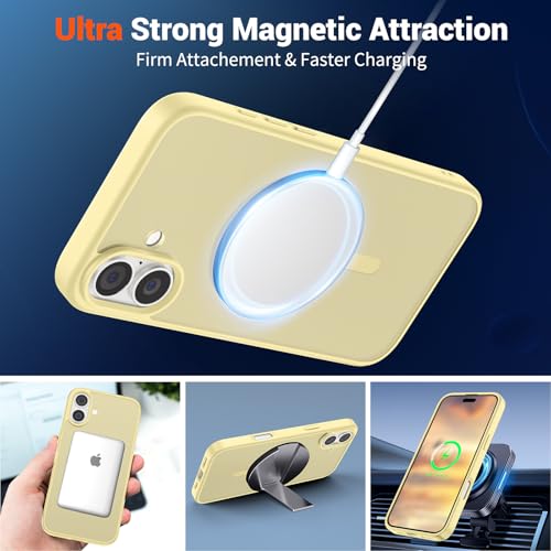 Image of SUPFINE Magnetic for iPhone 16 Plus Case (Compatible with MagSafe) (Military Grade Drop Protection) Slim Translucent Matte Shockproof with Anti-Fingerprint Phone Case,Buttercream Yellow