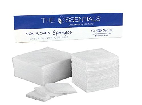 3D Dental NW22 Non-Woven Sponges, 2" Length, 2" Width, Pack of 5000