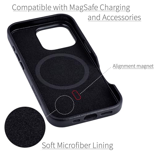 Étui en Cuir Véritable V2 pour iPhone 16 Pro MagSafe Dockem Luxe Noir - 4