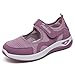 Wabkderpu Women's Walking Shoes Adjustable Fashion Mary Jane Shoes Lightweight Mesh Breathable Diabetic Nurse Shoes Comfortable Slip On Sneakers Flat Loafers Purple
