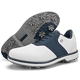 Rhyoam Herren Golf Schuhe Spikes Männliche Golf Sneakers Outdoor Walking Schuhe Für Golfer (44,WhiteBlue)