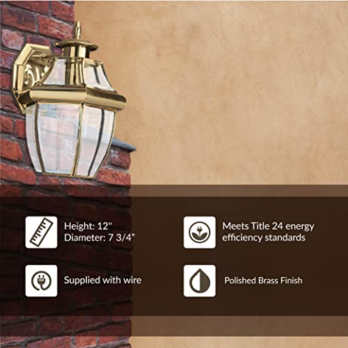 Sea Gull Lighting 8038-02 Lancaster Outdoor Wall Lantern Outside Fixture, One - Light, Polished Brass #TOP3