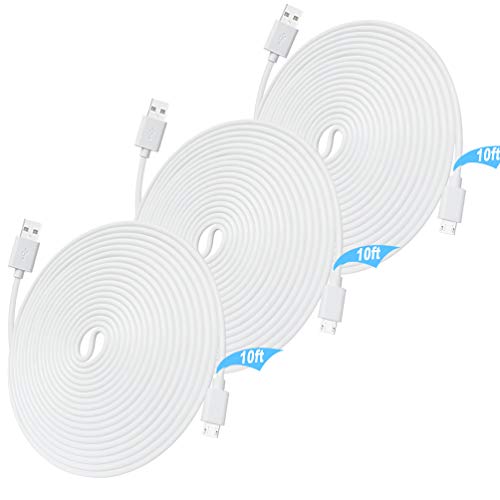 10FT 3 Pack Power Extension Cord for Wyze Camera,Oculus Go,Yi Camera,YI Dome Home,Kasa
