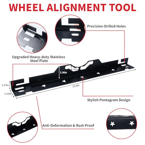 Image of Wheel Alignment Tool Kit, 2 Toe Plates with Dual Measuring Tapes, Heavy Duty Stainless Steel Car Alignment Tool Kit for Trucks, SUVs, Black, Wall-Mountable Design