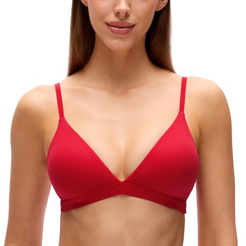 Image of CRZ YOGA Softhold Triangle Bralette | Double Lined, Light Support, Non Padded, Wireless, Casual, Ultra-Soft, V Neck, Adjustable Square Back, Everyday Bra for Women