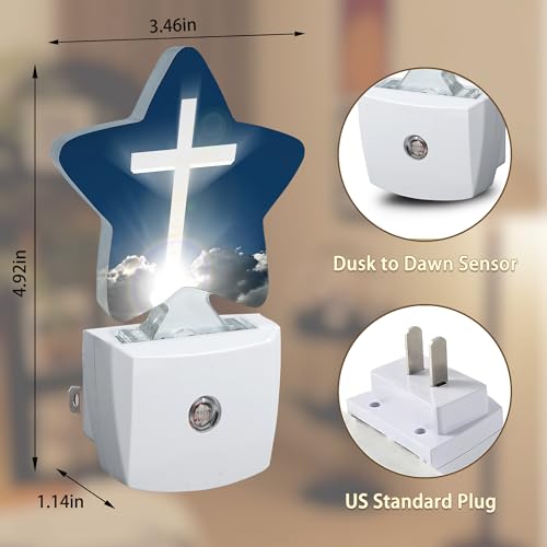 Image of Cross Heaven Plug-in Night Light with Dusk-to-Dawn Sensor for Bedroom,Bathroom and Living Room Sleep Friendly lamp for Women /Girls /Boys Gift,0.5W