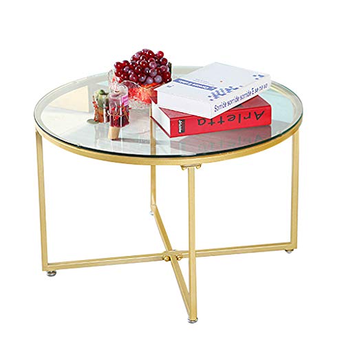 Simple Round Coffee Table Leisure Glass Center Tables for Living ...