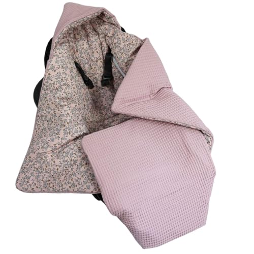 HOBEA-Germany Baby Einschlagdecke aus Bio-Baumwolle – Decke für Babys, Passend für 3- und 5-Punkt-Gurt, Verschiedene Designs (Waffelmuster Mauve/Blumenranken rosa) HOBEA-Germany Baby Einschlagdecke aus Bio-Baumwolle – Decke für Babys, Passend für 3- und 5-Punkt-Gurt, Verschiedene Designs (Waffelmuster Mauve/Blumenranken rosa)