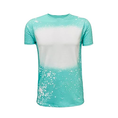 ILTEX Faux Bleached Tee Sublimation Polyester T-Shirts for Women and Kids Summer Casual Short Sleeve Shirts (Mint 2T)