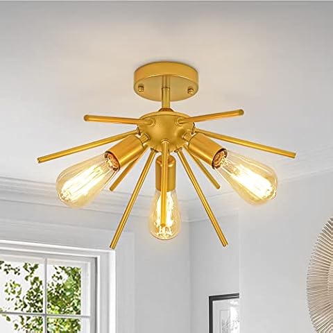 Lámpara de techo moderna de oro de metal de 3 luces Cover