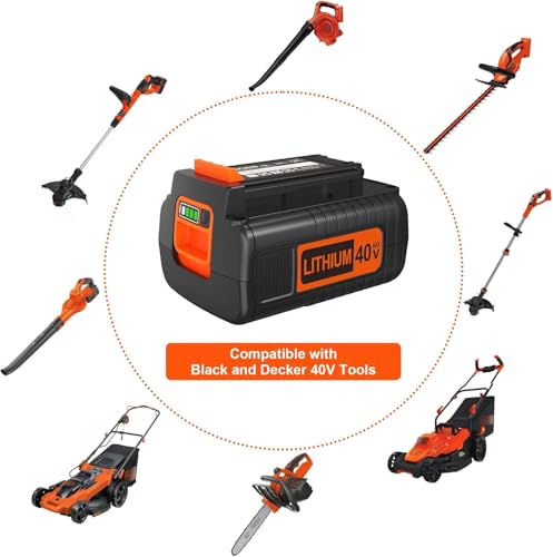 Batería de 40V para Black and Decker LBXR36 de litio y 2000 mAh en pack de 2 unidades para jardín 5