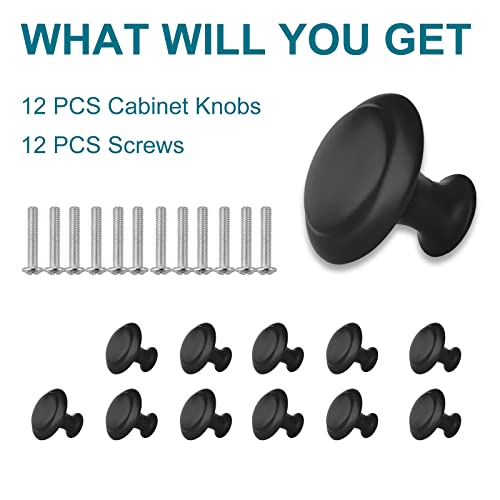 Zonbang 12Pcs Cabinet Dresser Drawer Knobs, Black Kitchen Cabinet Knobs, 1" Knobs For Cabinets And Drawers Dresser, Modern Draw Pulls And Knobs #TOP1