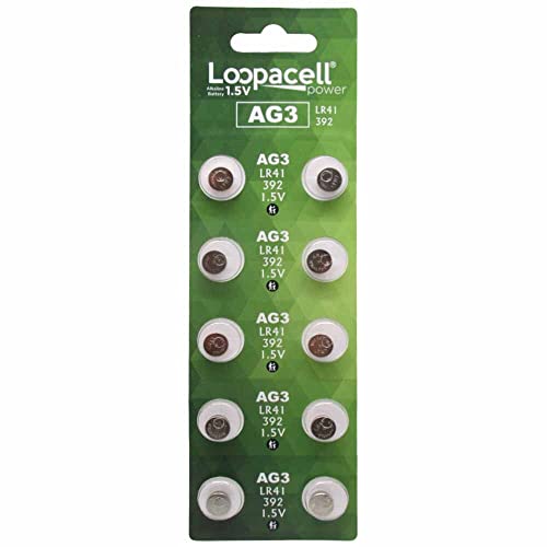 Baterías botón alcalinas LOOPACELL AG3 LR41 10 unidades miniatura 1