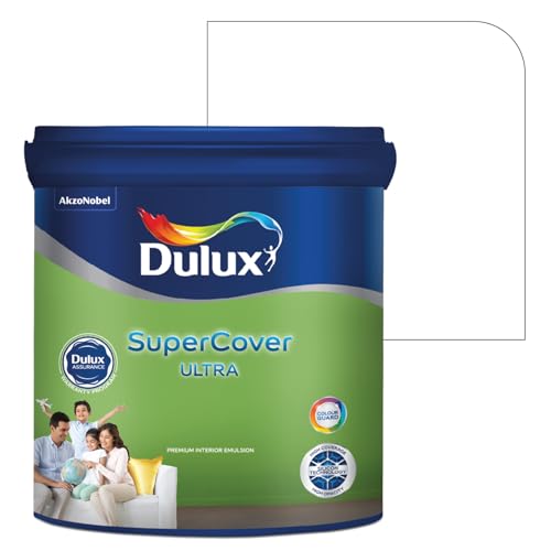 Image of Dulux SuperCover Ultra - Premium Interior Emulsion Paint For Walls and Ceilings | Smooth Matte Finish | Durable, Long-Lasting Paint with Extra Coverage (1L, Br.White)