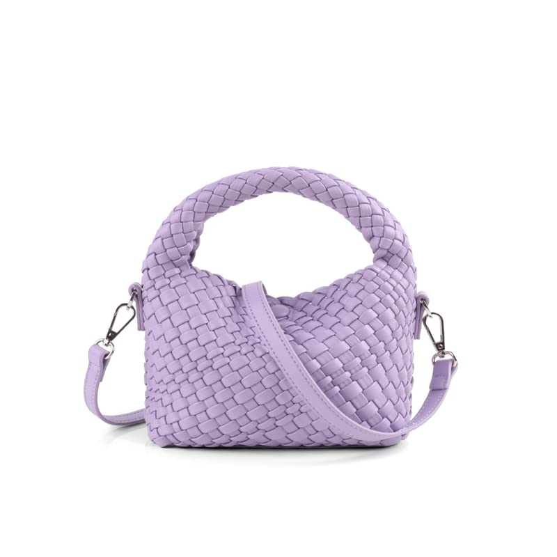 Image of Woven Crossbody Bag Small Tote Cute Purse for Women,Top Handle Handbag Pu Leather Shoulderbag with Detachable Strap