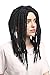 WIG ME UP- 90674-ZA103 Peluca Carnaval Hombres Mujeres rastas Reggae Rastafari Dreads Negro 40 cm