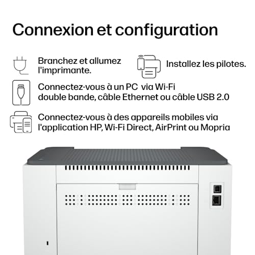 HP LaserJet M209dw, 6GW62F, Imprimante monofonction A4, Impression Recto Verso Automatique en Noir et Blanc, 29 ppm, USB, Wi-FI, Ethernet, Smart, sans fax, sans ADF, écran LCD à icônes, Grise