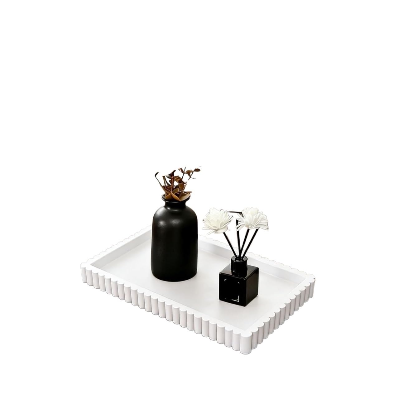 LIANXIBAG Silicone Wavy Candle Holder Tray Coffee Table Square Bathroom Storage Is Washable(White)