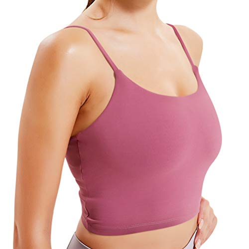 light & leaf Crop Tank Tops for Women with Built in Bra Padded Longline Sports Bra Long Cropped Yoga Tank for Athletic
