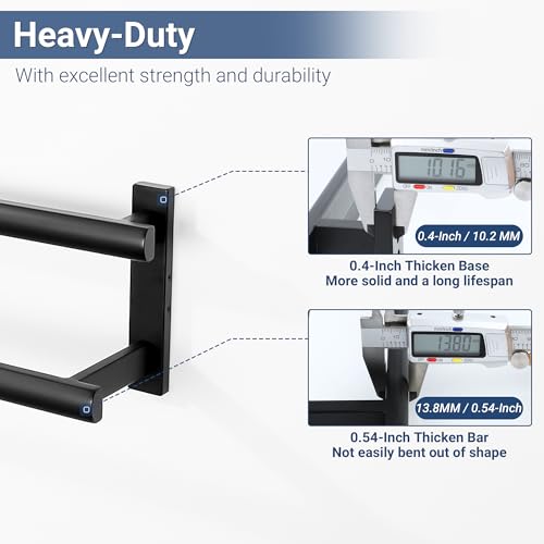 SAYAYO Double Towel Bar for Bathroom, 24 Inch Matte Black Bath Towel Rack Towel Holder Wall Mounted, SUS304 Stainless Steel by SAYAYO - Used condition - Image 5