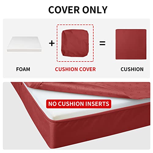 Easy-Going Waterproof Patio Cushion Covers 20X18X4 Inch 2 Pack Replacement Non-Slip Outdoor Seat Cushion Slipcover With Zipper. Only Covers. Red #TOP6