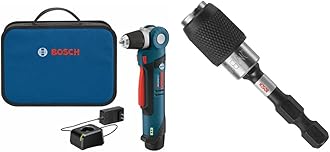 PS11-102 12-Volt Lithium-Ion Max 3/8-Inch Right Angle Drill/Driver Kit with (1) High Capacity Battery and Charger, BluewithBOSCH ITBHQC201 2 1/4", Impact Tough Quick Change Bit Holder