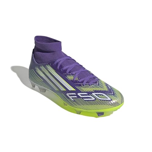 adidas Unisex F50 League Mid Firm Ground/Multi Ground Football Boots, Purple Rush/Cloud White/Lucid Lemon, 44 2/3 EU – Ansicht 4
