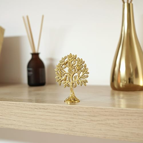 Image of BEHOMA Home Blessings Gift Set of 3 | Elephant Key Holder, Gold Home Word Sign & Brass Kalpavriksha Tree | Entryway Key Stand, Living Room Table Decor | Vastu Gift Set for Home