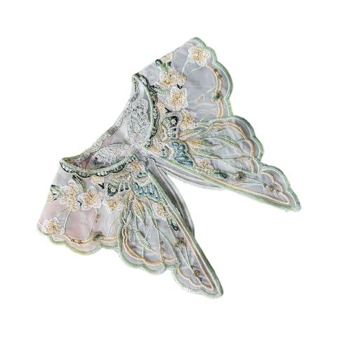 Women Girls Chinese Embroidered Butterfly Flower False Collar Pearl Tassels Small Yunjian Shawl Scarf for Dresses4