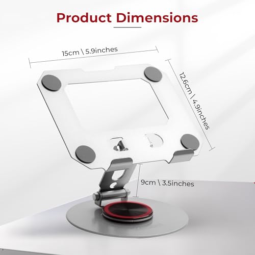 Image of MegaStro Tablet Stand | Heavy Duty |Carbon Steel, 360 Rotation, 180 Tilt | Foldable, Ergonomic Design | Universal Compatibility for iPad, Samsung, Lenovo, OnePlus & All 7-13 inch Tablets