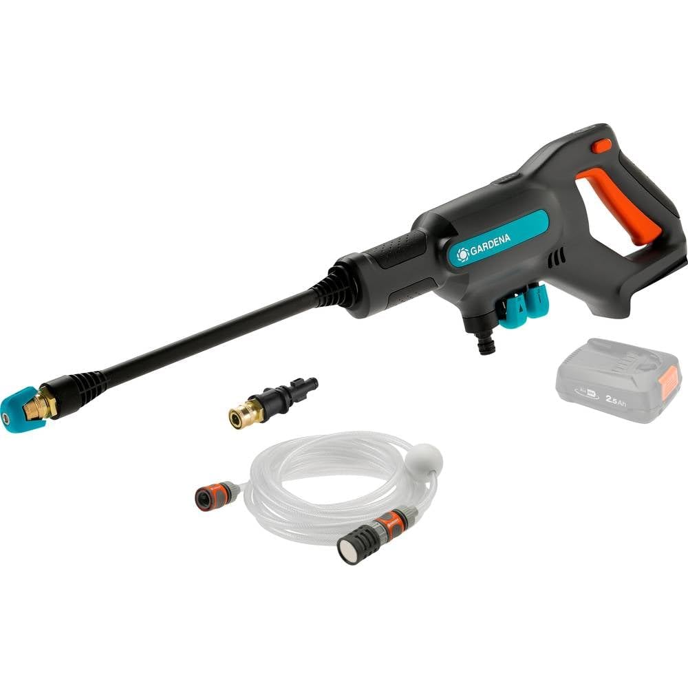 Gardena Nettoyeur moyenne pression AquaClean 24/18V P4A - sans chargeur ni batterie: Pression d’eau réglable, Buses interchangeables, 3 modes de nettoyage, Outil portable pour extérieur (14800-55)