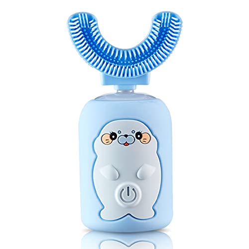 WISLIBE Kids Electric Toothbrush Rechargeable, U Shaped, Soft Bristles, 3 Clean Modes, Easy-Press Power Button for 2-6 Years Children and Toddlers(Seal)