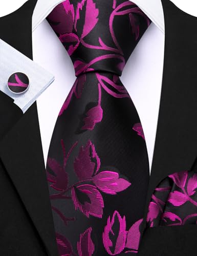 Image of Barry.Wang Designer Mens Tie Sets Collection, Eleagnt Gift Box Tie Clips Handkerchief Cufflink Set