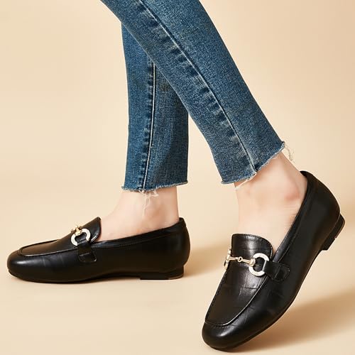 Image of DeYashopin Womens Loafers Shoes Fashion Low Heel Slip on Shoes Comfortable Driving Flats