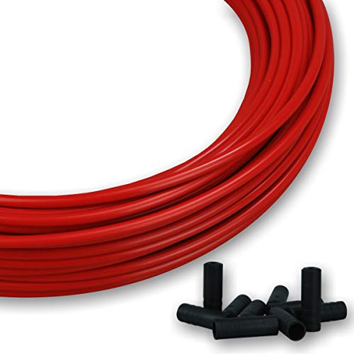 GreVeloro Fahrrad Bike Ersatz Schaltzug 4 m Hülle Bowdenzug-Hülle Außenhülle Plus 10 Endkappen 4mm Ø blau gelb grün rot (rot, 4) Cover