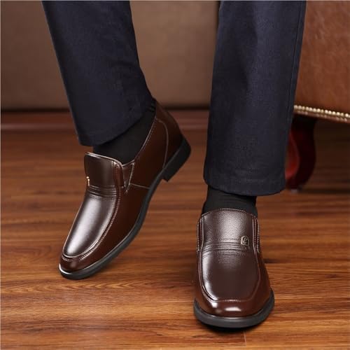Men's Genuine Leather Slip On Shoes Casual Business Loafers Comfortable Flat Footwear Black2