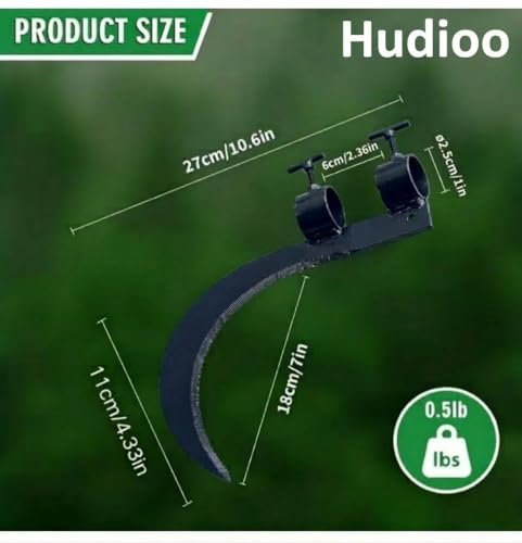 Image of Grass Sickle Cutter Head with screw - Sharp Curved Blade for Cutting Grass and Weeds, Heavy Duty Coconut Plucker Tool Attachment with Adjustable Handle Clamp for Outdoor Use