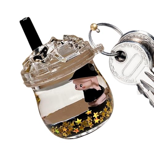 higyee Lindos Llaveros Para Niñas,Llaveros Para Mochila - Lindo colgante de botella de agua llaveros flotantes líquidos de dibujos animados | Llaveros de bolso, colgante de llavero de botella de