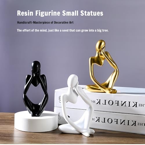 Set de 3 estatuas pensador en resina dorada miniatura 2