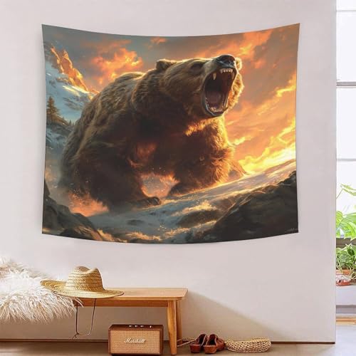 Tapisserie de salon motif ours 3D pour creer une ambiance chaleureuse