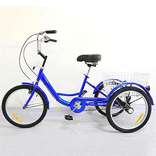 Bicycle, Three Wheel Cruiser Bike 20In Adult Tricycle High Carbon Steel Frame Comfort Bicycles for Recreation Shopping Picnics Exercise Men's Women's Pedal Cycling