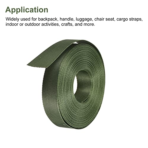 Image of MECCANIXITY Flat Nylon Webbing Strap 1 Inch 15 Yards Dark Green for Backpack, Cargo Strap, Luggage-rack